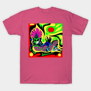 alien mayan lord in stylish shoes kaleidoscope ecopop T-Shirt